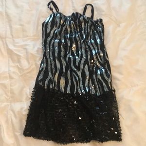 Womens small black and white sequin party dress